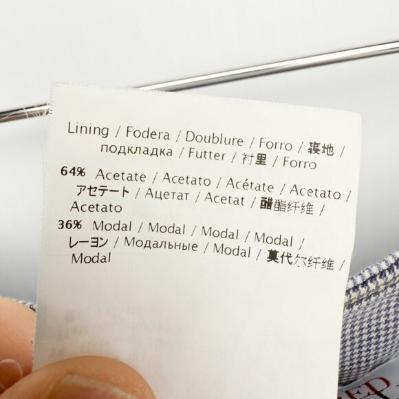 RED VALENTINO Mini Houndstooth Mid Waist Chino White Grey Blue Pants sz 40 - Picture 9 of 11